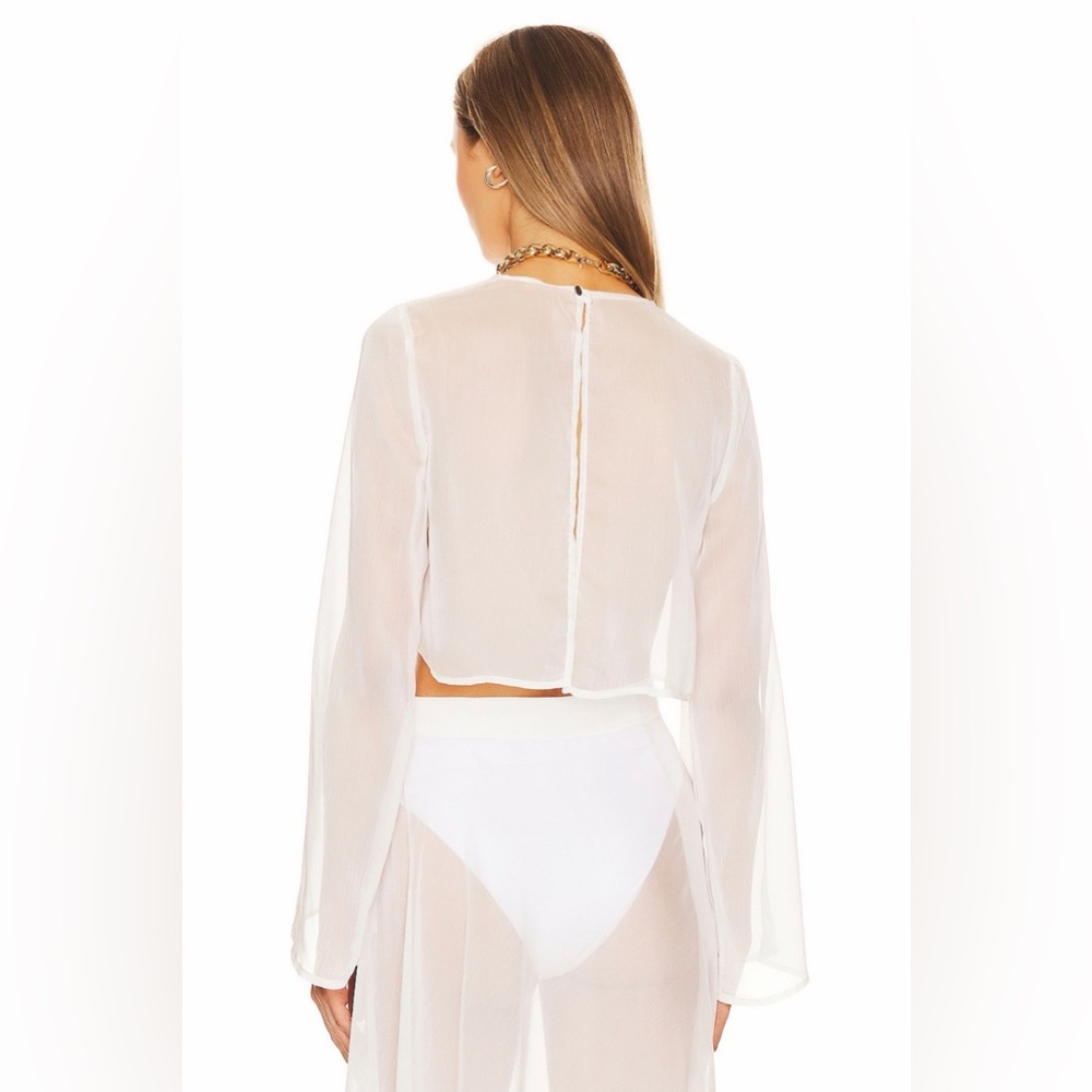 NWT Shani Shemer Grace Cropped Shirt in Cream Size S - Picture 3 of 4